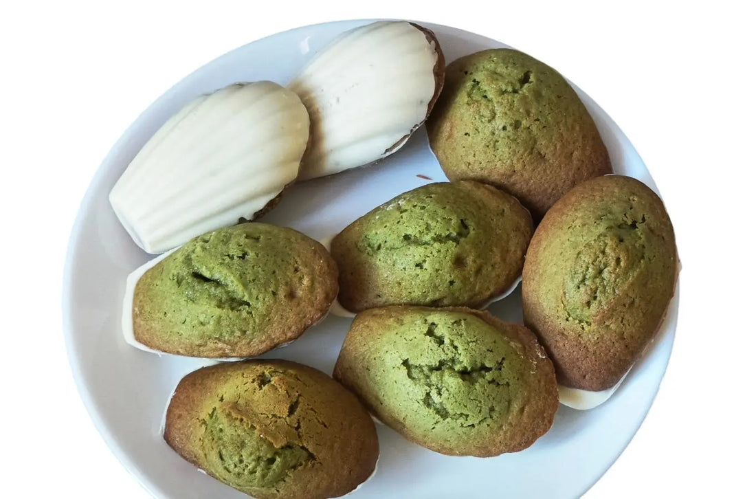 Madeleines au matcha chocolat blanc